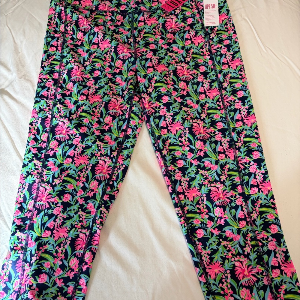 Lilly Pulitzer Pink and Green Floral Leggings